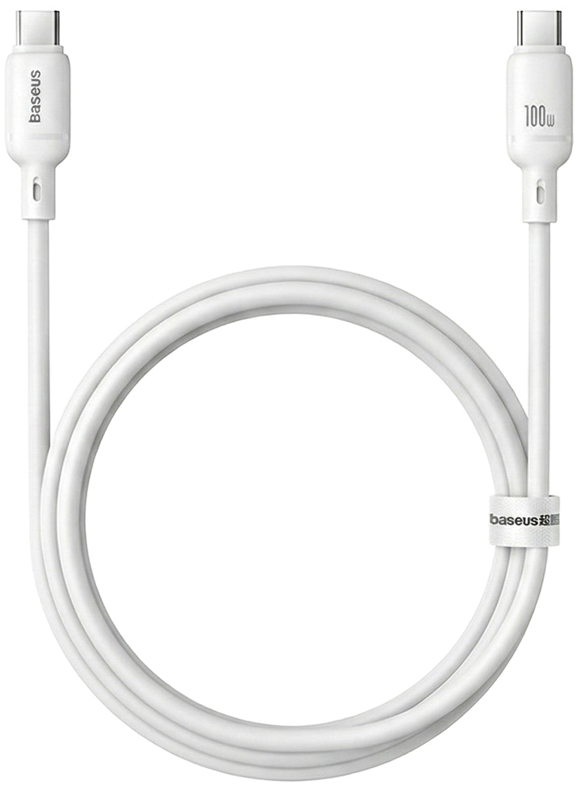 Кабел за данни и зареждане USB-C - USB-C Baseus Silky, 100W, 1m, Бял P10377704213-00