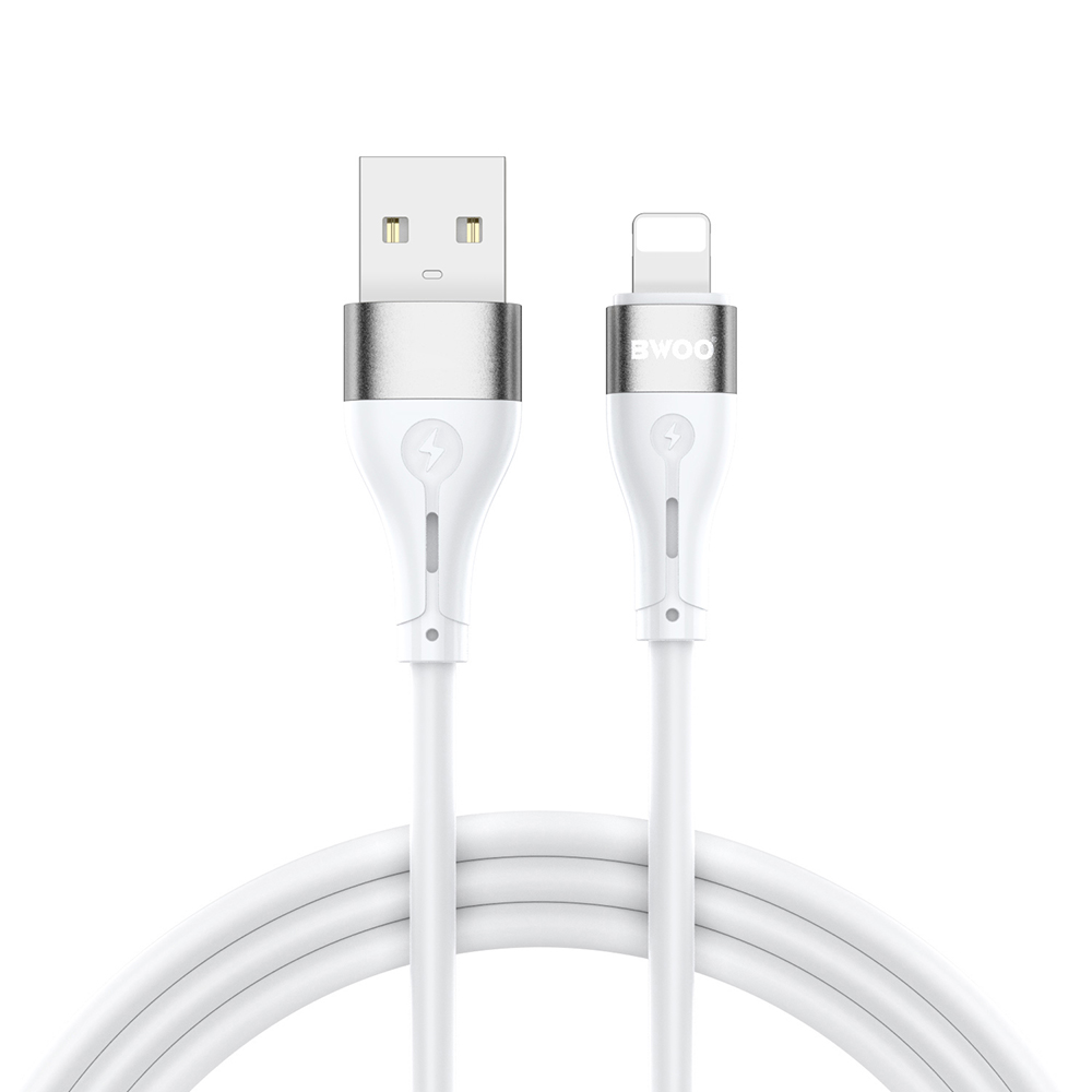 Кабел за данни и зареждане USB-A - Lightning BWOO X280L, 15W, 1м, бял