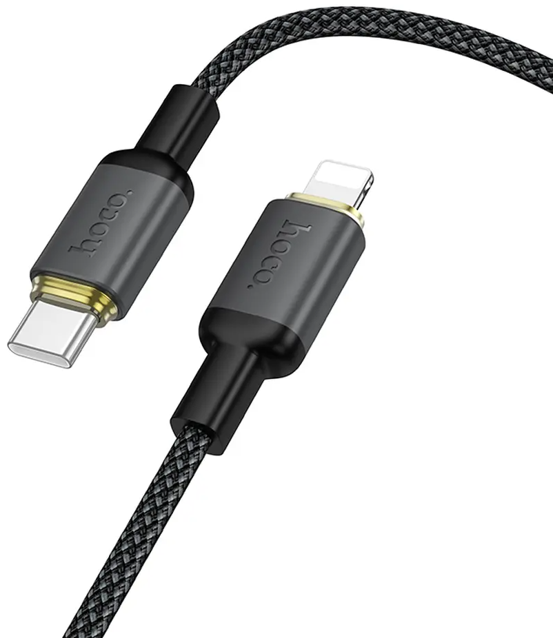 Кабел за данни и зареждане USB-C - Lightning HOCO X128 Benefit, 30W, 1м, Черен