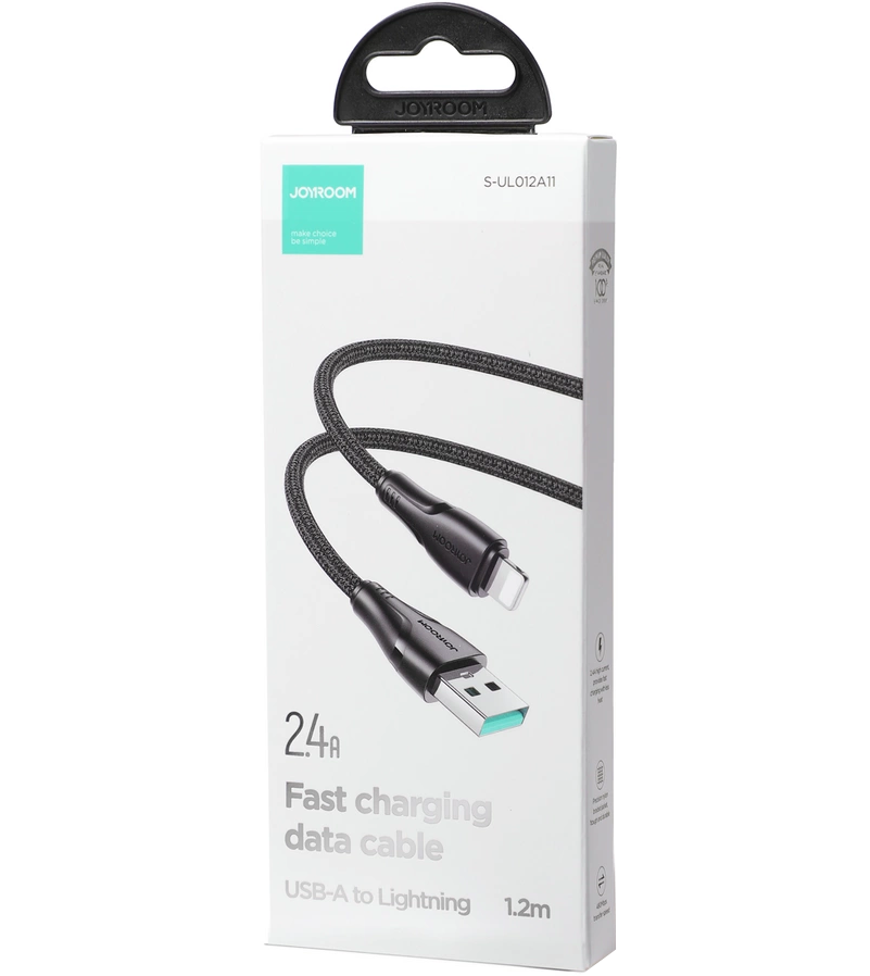Кабел за данни и зареждане USB-A - Lightning Joyroom S-A11, 18W, 1.2m, Черен