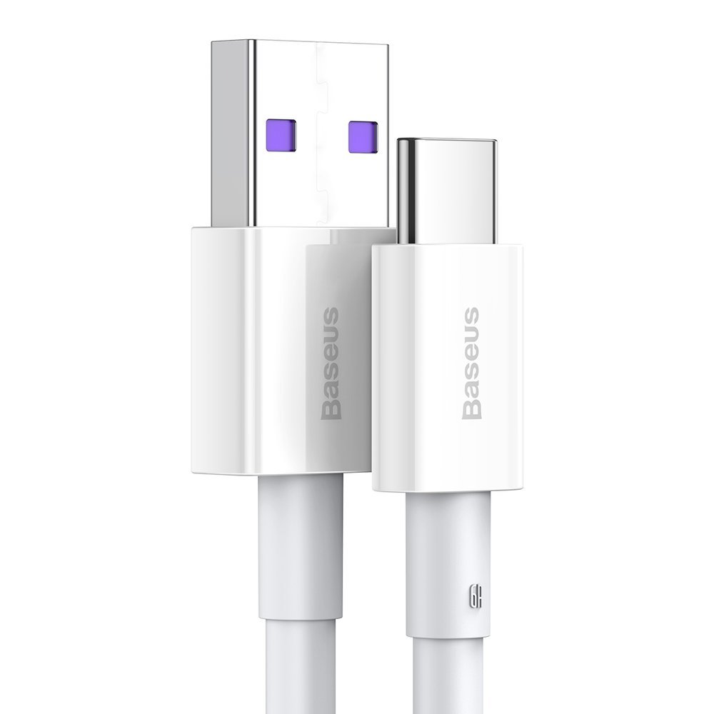 Кабел за данни и зареждане USB-A - USB-C Baseus Superior Series, 66W, 2м, бял CATYS-A02