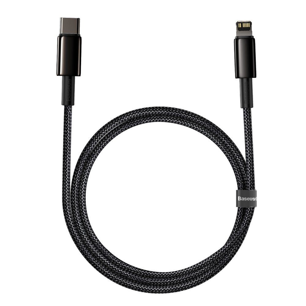 Кабел за данни и зареждане USB-C - Lightning Baseus Tungsten Tungsten Gold, 20W, 1m, черен CATLWJ-01 CATLWJ-01