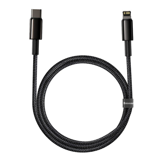 Кабел за данни и зареждане USB-C - Lightning Baseus Tungsten Tungsten Gold, 20W, 1m, черен CATLWJ-01 CATLWJ-01