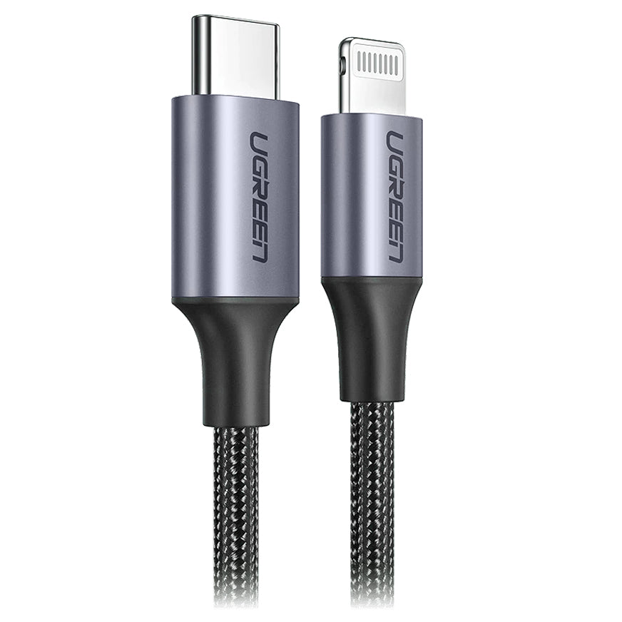 Кабел за данни и зареждане USB-C - Lightning UGREEN US304, 20W, 1m, Черен