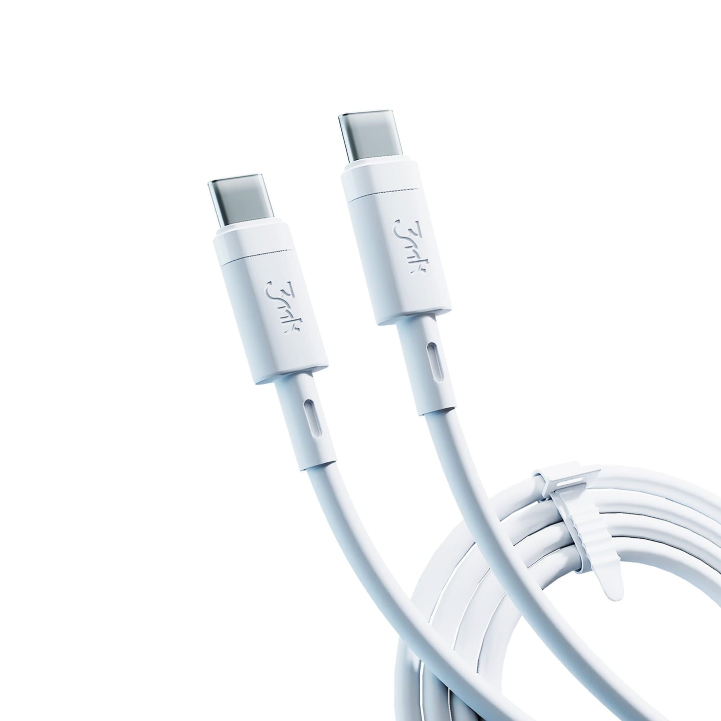 Кабел за данни и зареждане USB-C - USB-C 3MK Hyper Silicone, 60W, 1м, бял
