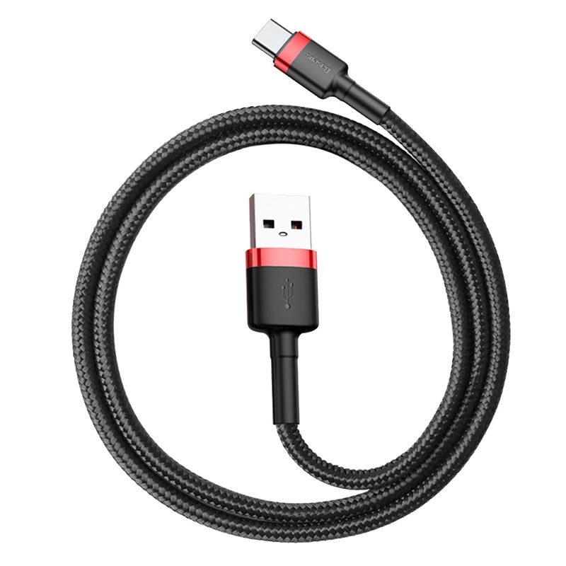 Кабел за данни и зареждане USB-A - USB-C Baseus Cafule, 60W, 0.5m, Червен CATKLF-A91
