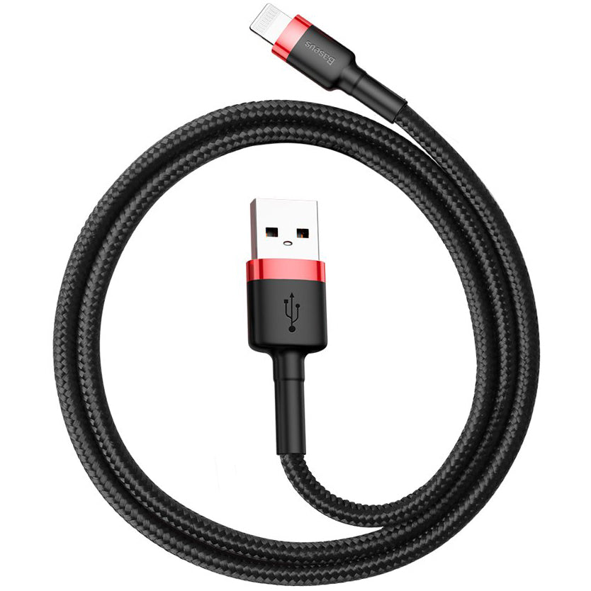 Кабел за данни и зареждане USB-A - Lightning Baseus Cafule, 18W, 0.5m, Червен CALKLF-A19