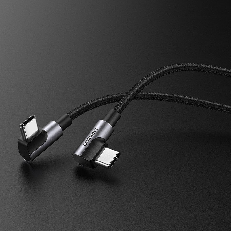USB-C кабел за данни и зареждане - USB-C UGREEN US323 USB-C ъглов, 60W, 1m, черен