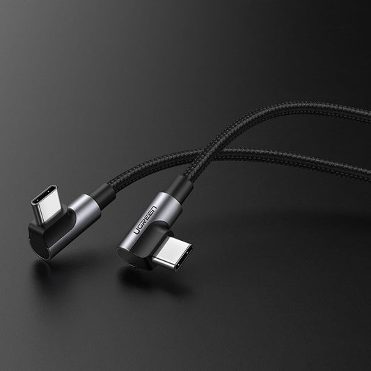 USB-C кабел за данни и зареждане - USB-C UGREEN US323 USB-C ъглов, 60W, 1m, черен