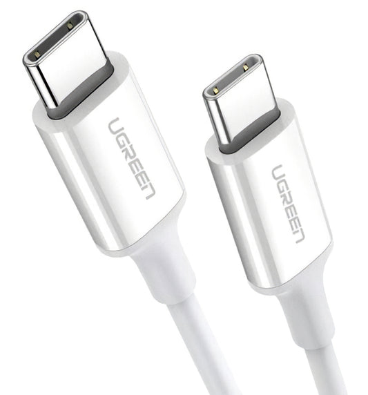 USB-C кабел за данни и зареждане - USB-C UGREEN US264, 60W, 1 м, бял