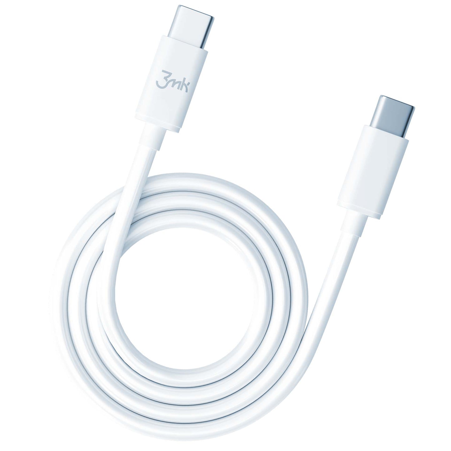 Кабел за данни и зареждане USB-C - USB-C 3MK Hyper, 100W, 2м, бял