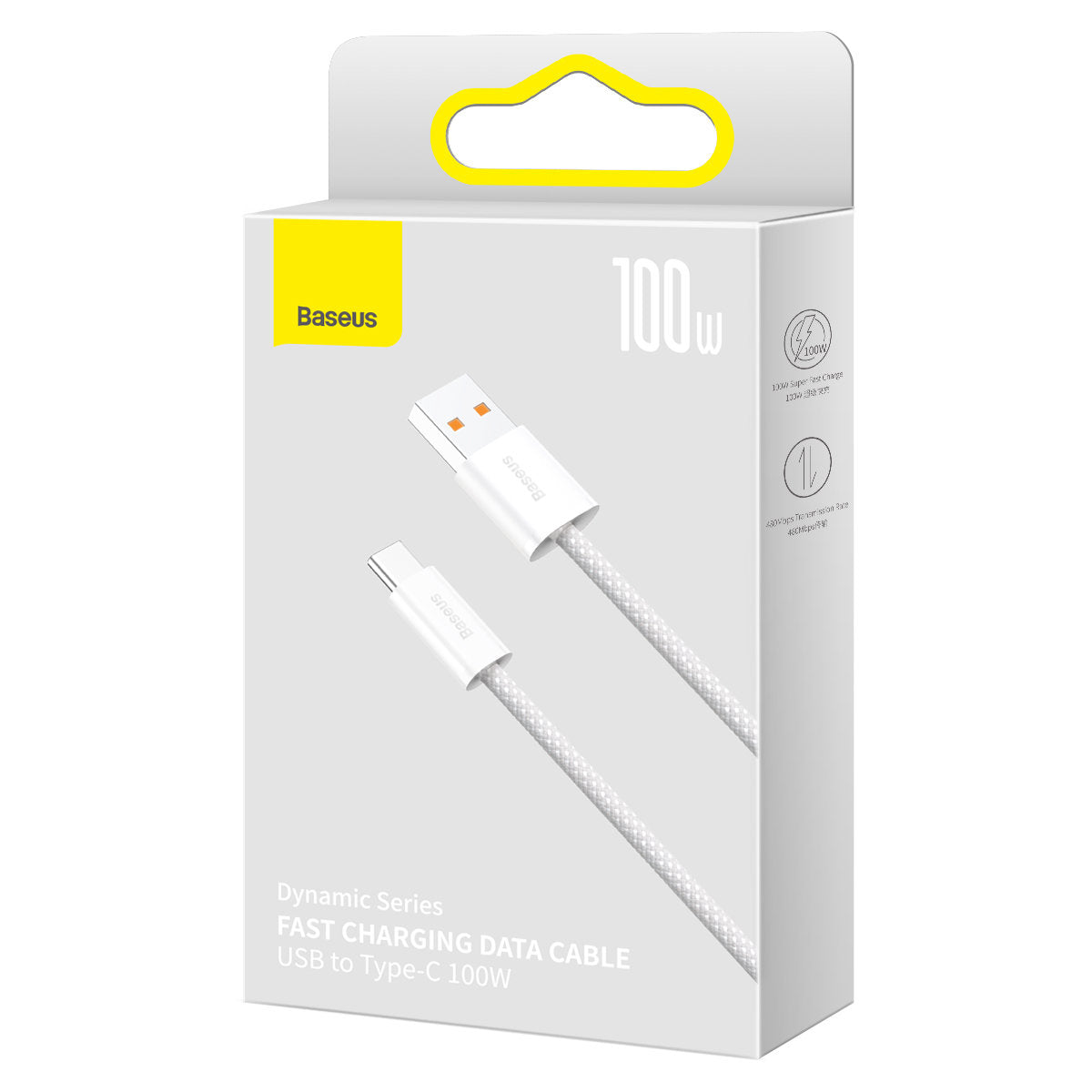 Кабел за данни и зареждане USB-A - USB-C Baseus Dynamic Series, 100W, 1m, Бял CALD000602