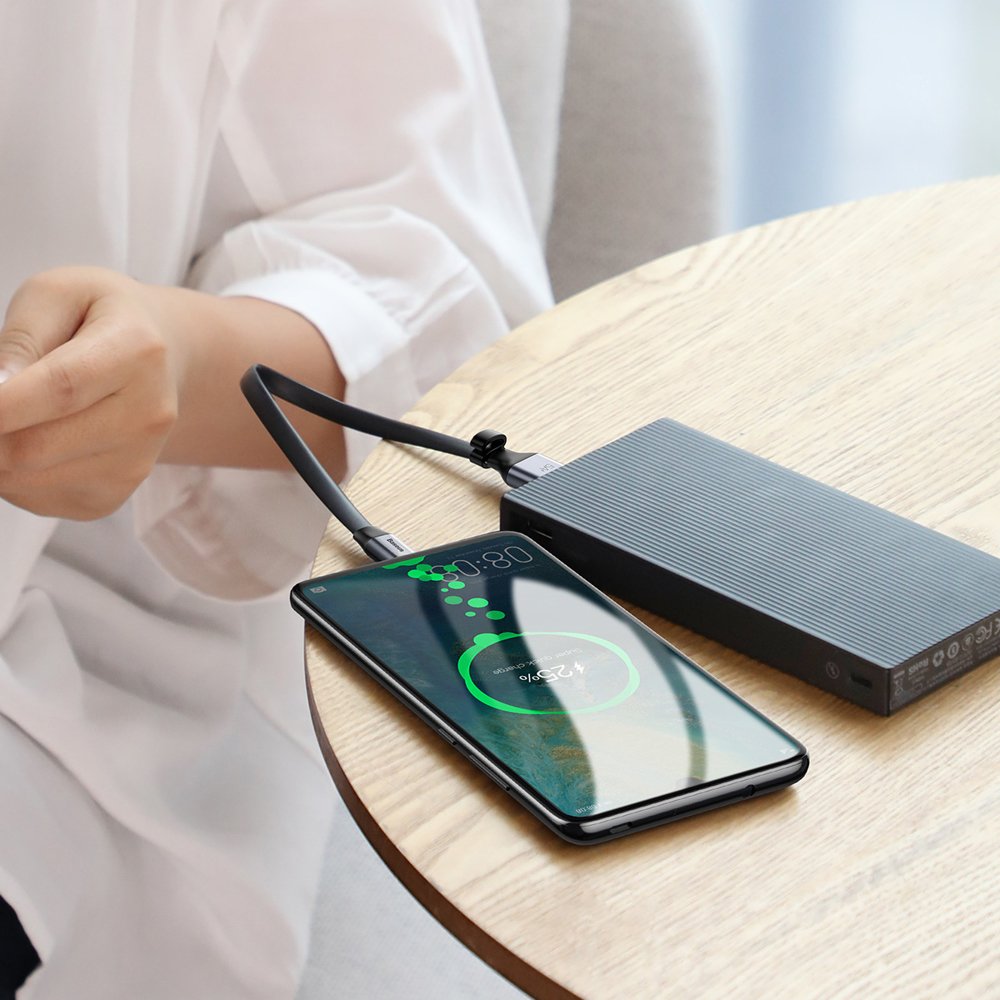 Кабел за данни и зареждане USB-A - USB-C Baseus Simple, 40W, 0.23m, Сив CATMBJ-BG1