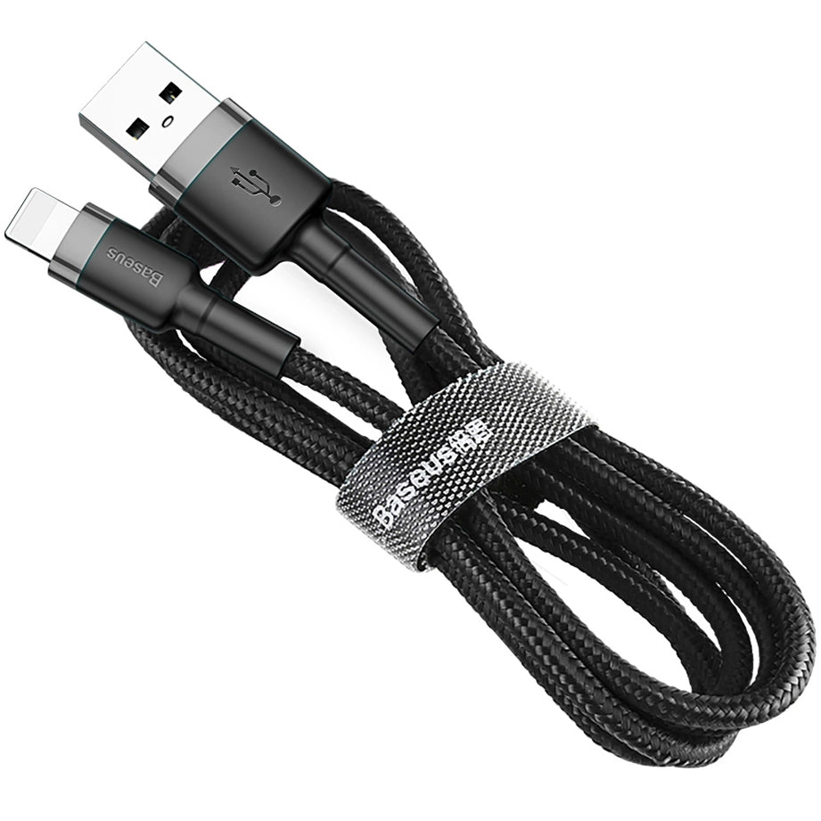 Кабел за данни и зареждане USB-A - Lightning Baseus Cafule, 18W, 0.5m, Сив CALKLF-AG1