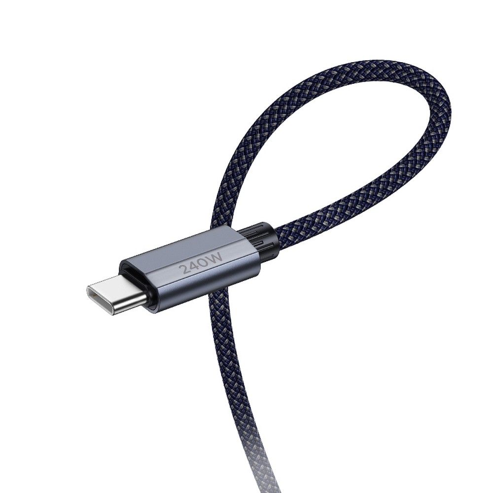Кабел за данни и зареждане USB-C - USB-C HOCO U134, 240W, 1.8m, Сив
