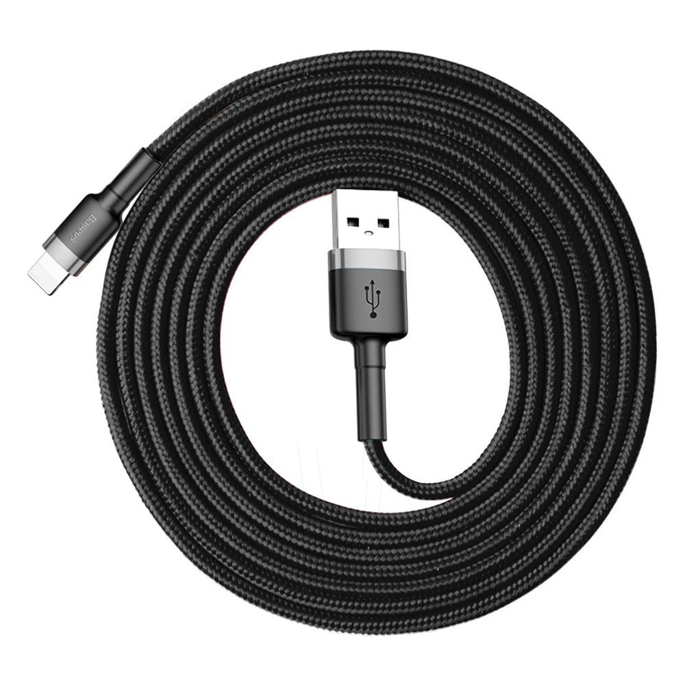 Кабел за данни и зареждане USB-A - Lightning Baseus Cafule, 18W, 2m, Сив CALKLF-CG1