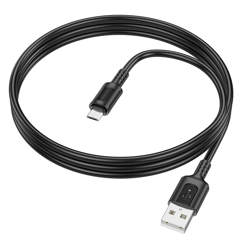 Кабел за данни и зареждане USB-A - microUSB Borofone BX111 Feliz, 18W, 1m, Черен