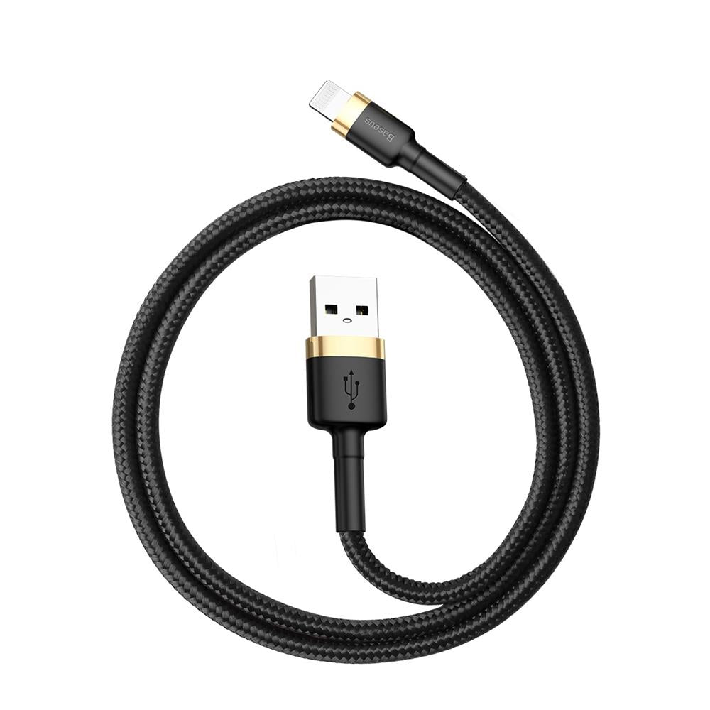 Кабел за данни и зареждане USB-A - Lightning Baseus Cafule, 18W, 1м, Златист CALKLF-BV1