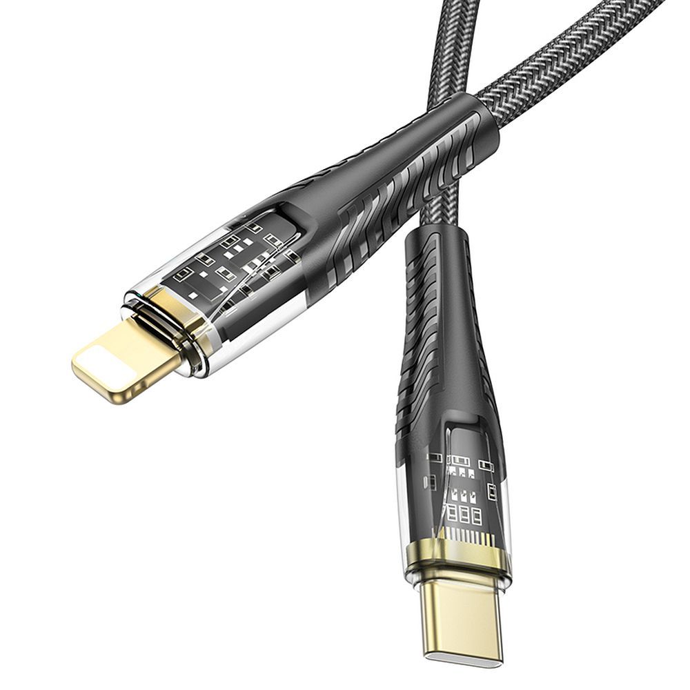 Кабел за данни и зареждане USB-C - Lightning HOCO U121, 27W, 1.2m, Черен