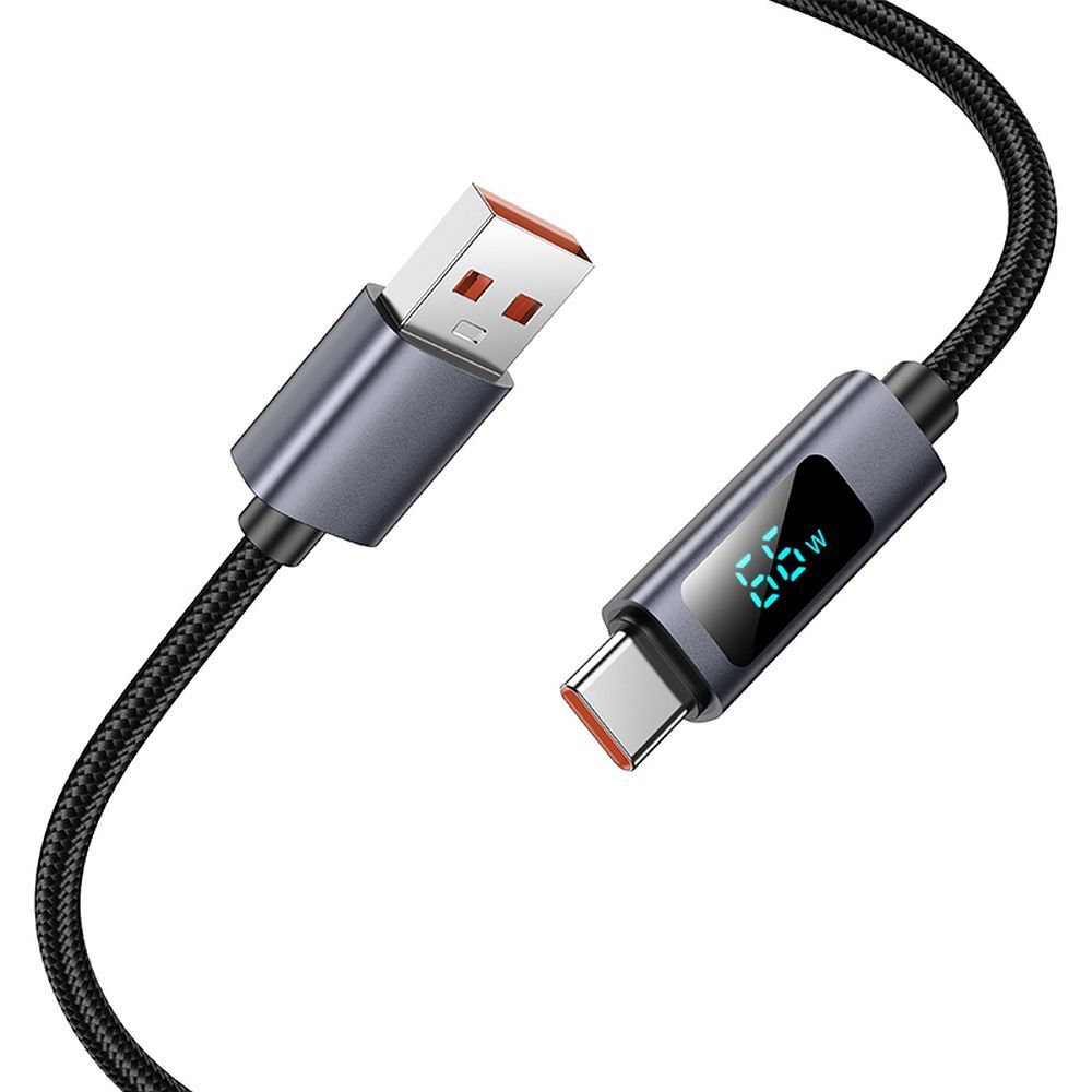 Кабел за данни и зареждане USB-A - USB-C HOCO Display X112, 100W, 1m, Черен