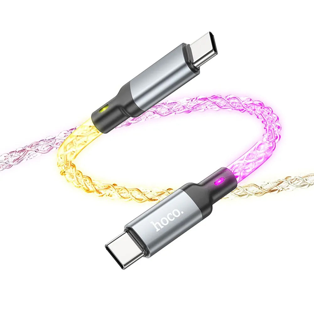 Кабел за данни и зареждане USB-C - USB-C HOCO U112, 60W, 1m, Сив