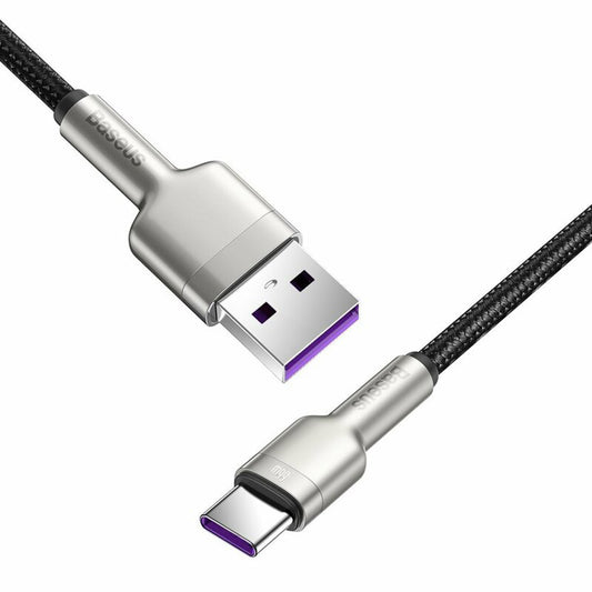 Кабел за данни и зареждане USB-A - USB-C Baseus Cafule Metal Series, 66W, 0.25m, Черен CAKF000001