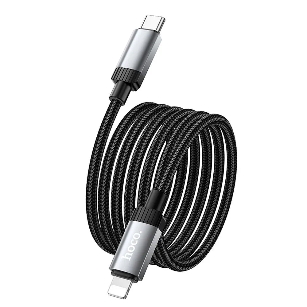 Кабел за данни и зареждане USB-C - Lightning HOCO X117, 27W, 1м, Черен
