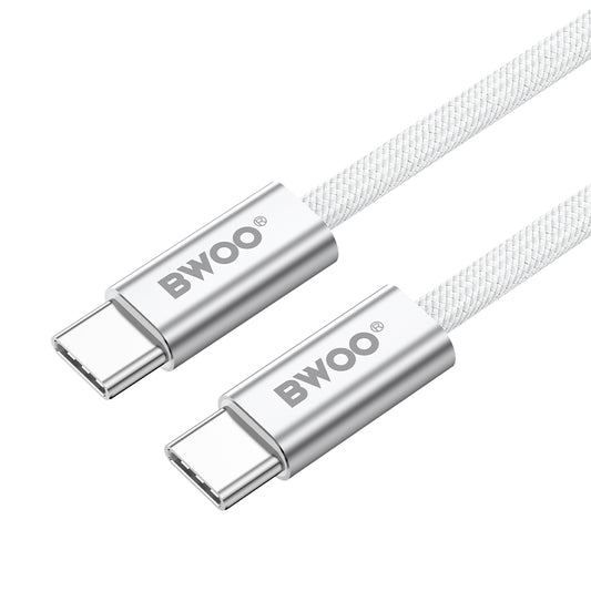 Кабел за данни и зареждане USB-C - USB-C BWOO BO-X317C, 240W, 1m, Бял