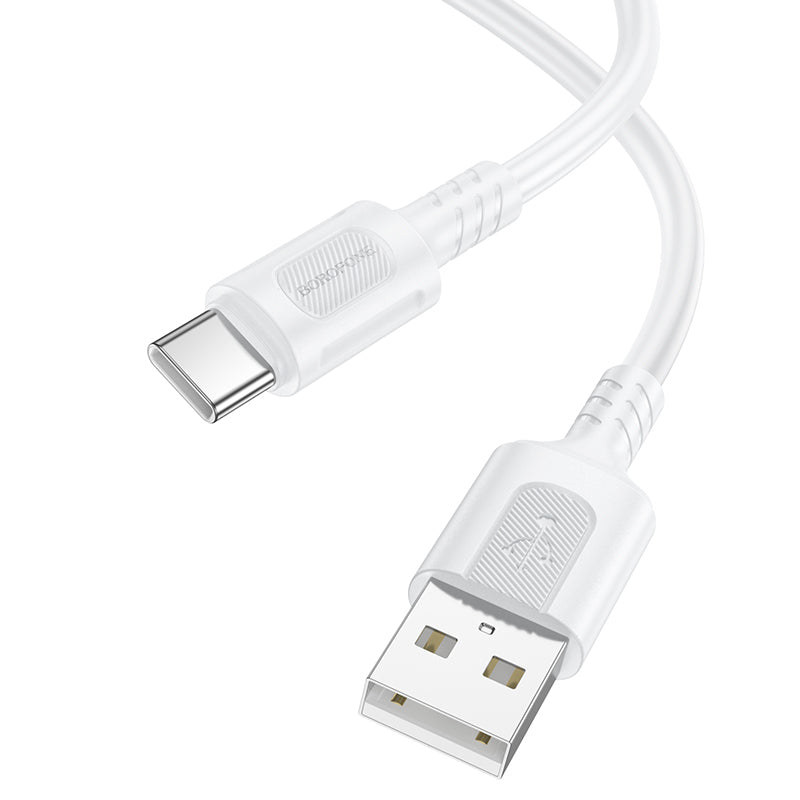 Кабел за данни и зареждане USB-A - USB-C Borofone BX111 Feliz, 20W, 1m, Бял