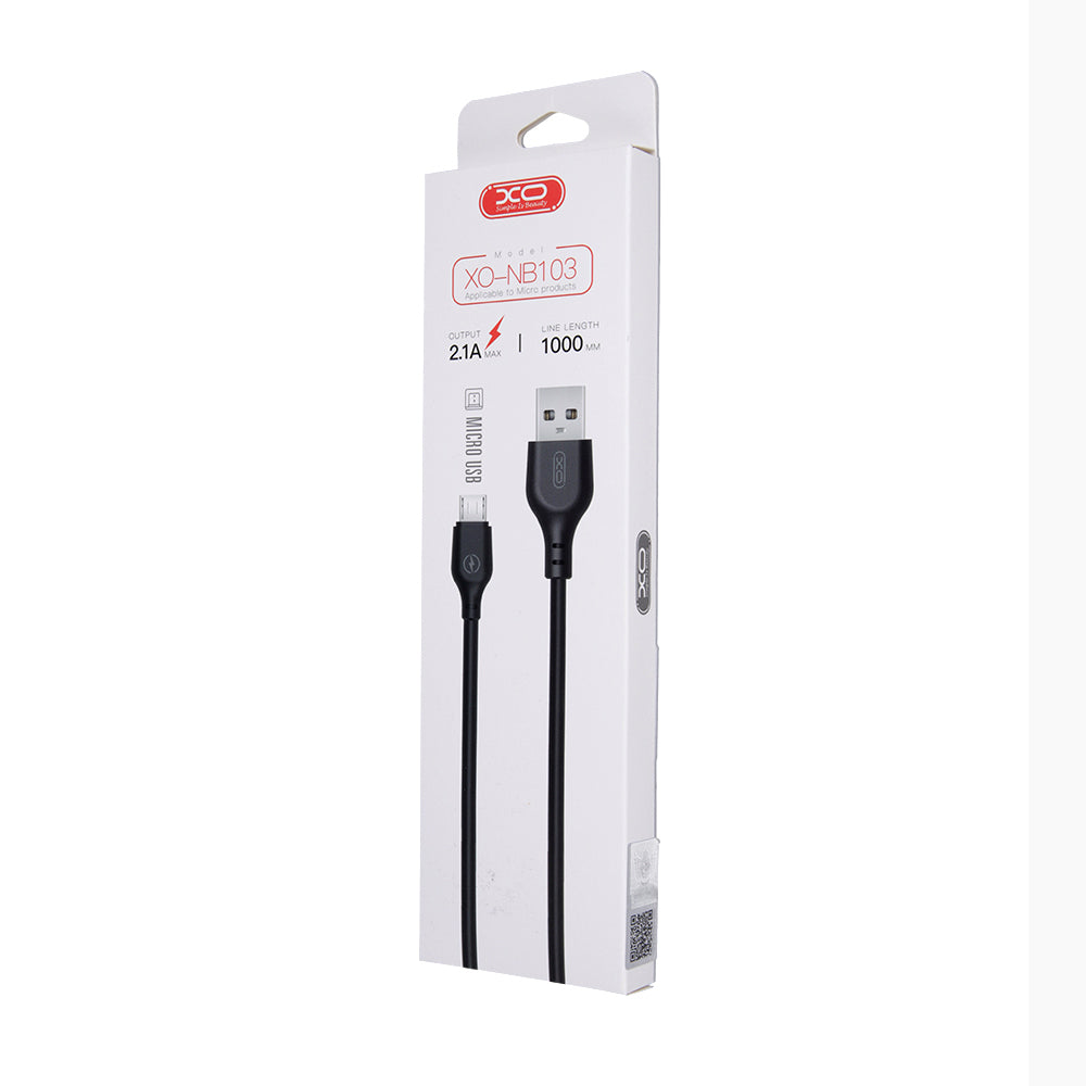 Кабел за данни и зареждане USB-A - microUSB XO Design NB103, 18W, 1m, Черен