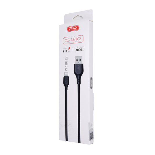 Кабел за данни и зареждане USB-A - USB-C XO Design NB103, 18W, 1m, Черен