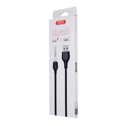 USB-A to Lightning Data and Charging Cable XO Design NB103, 18W, 1m, Black