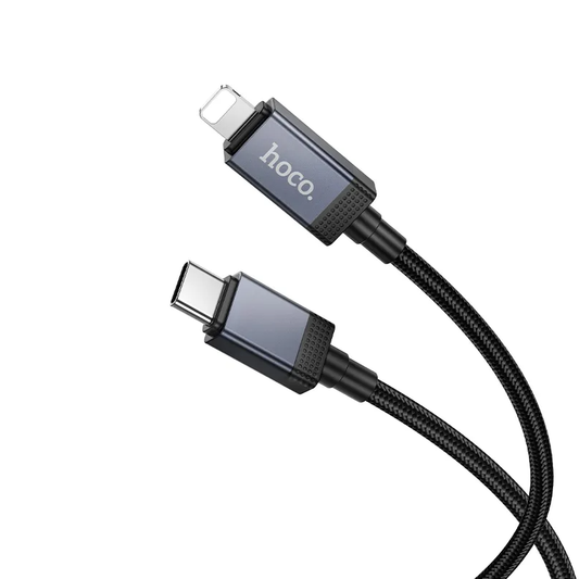 Кабел за данни и зареждане USB-C - Lightning HOCO X118 Display, 27W, 1m, Черен