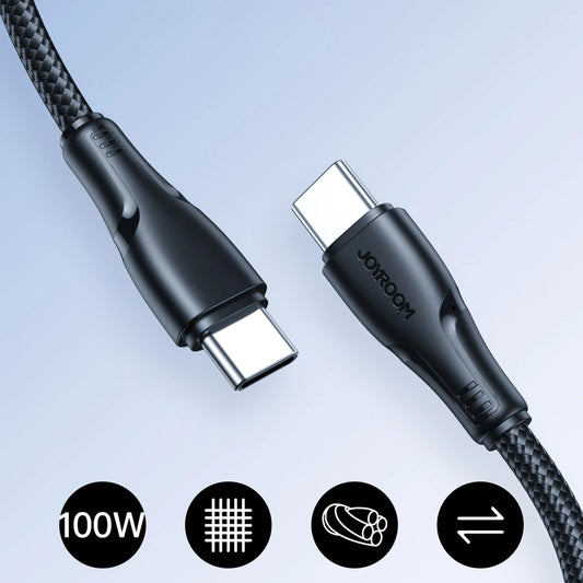 Кабел за данни и зареждане USB-C - USB-C Joyroom S-A11, 60W, 0.25m, Черен