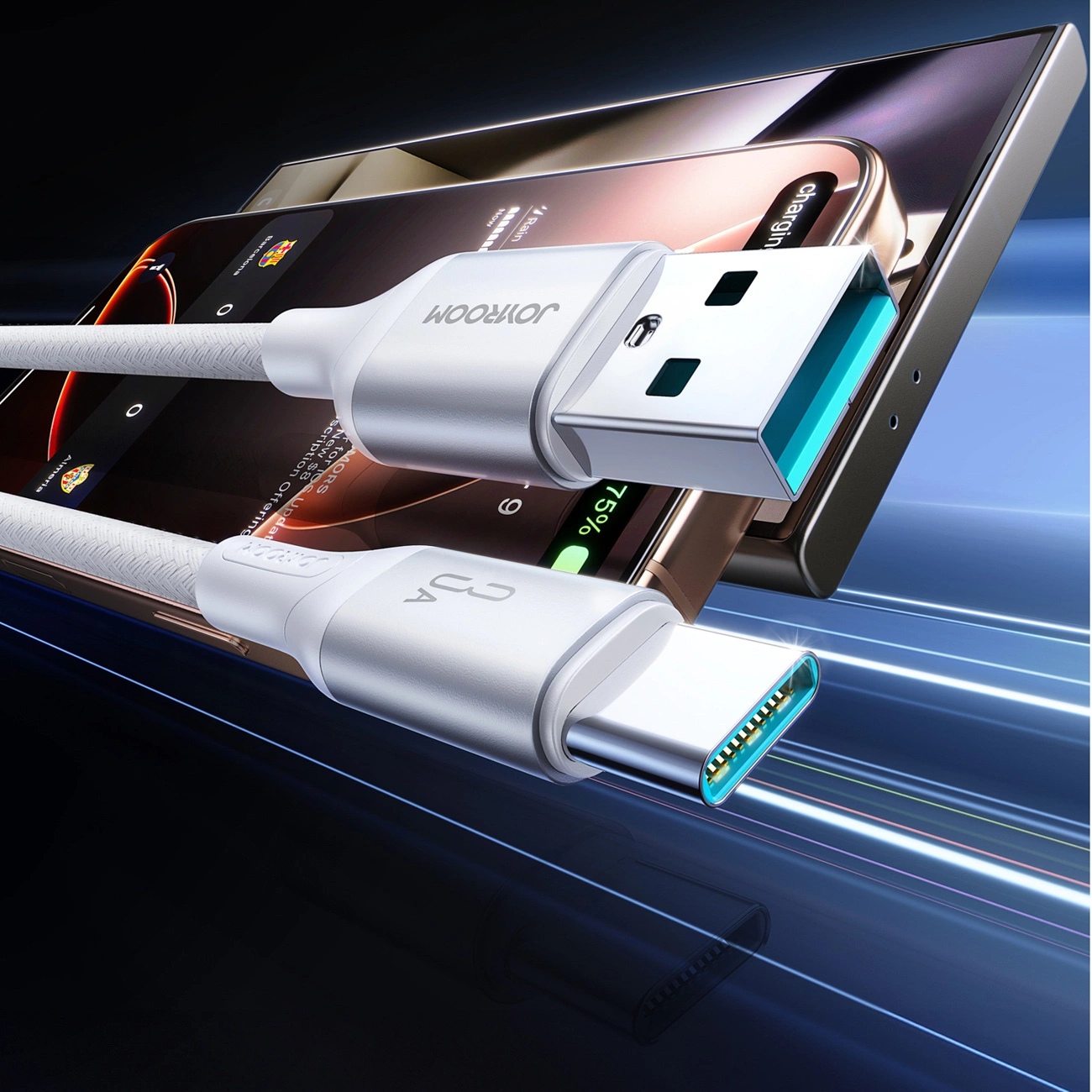 Кабел за данни и зареждане USB-A - USB-C Joyroom S-A28 Flash, 18W, 1m, Бял