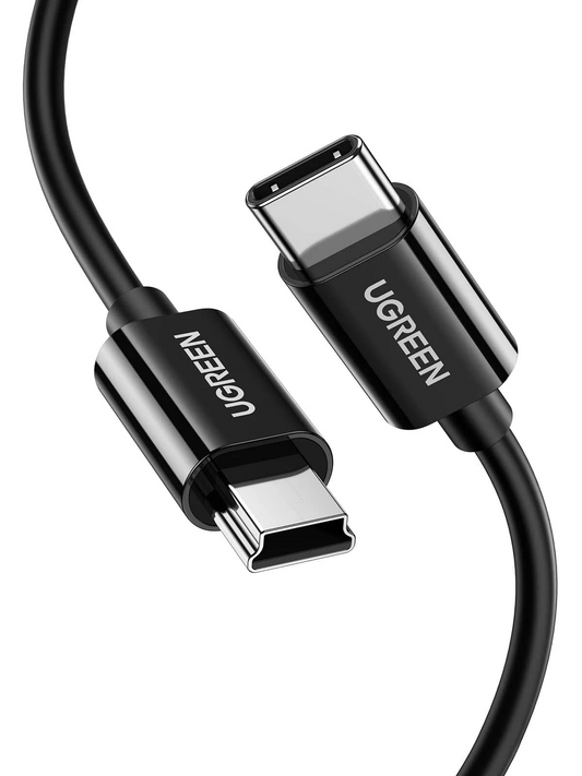 Кабел за данни и зареждане USB-C - miniUSB UGREEN US242, 18W, 1m, Черен
