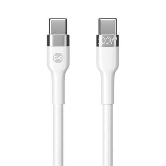 Кабел за данни и зареждане USB-C - USB-C Forever Flexible, 100W, 2m, Бял