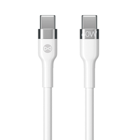 Кабел за данни и зареждане USB-C - USB-C Forever Flexible, 60W, 2m, Бял