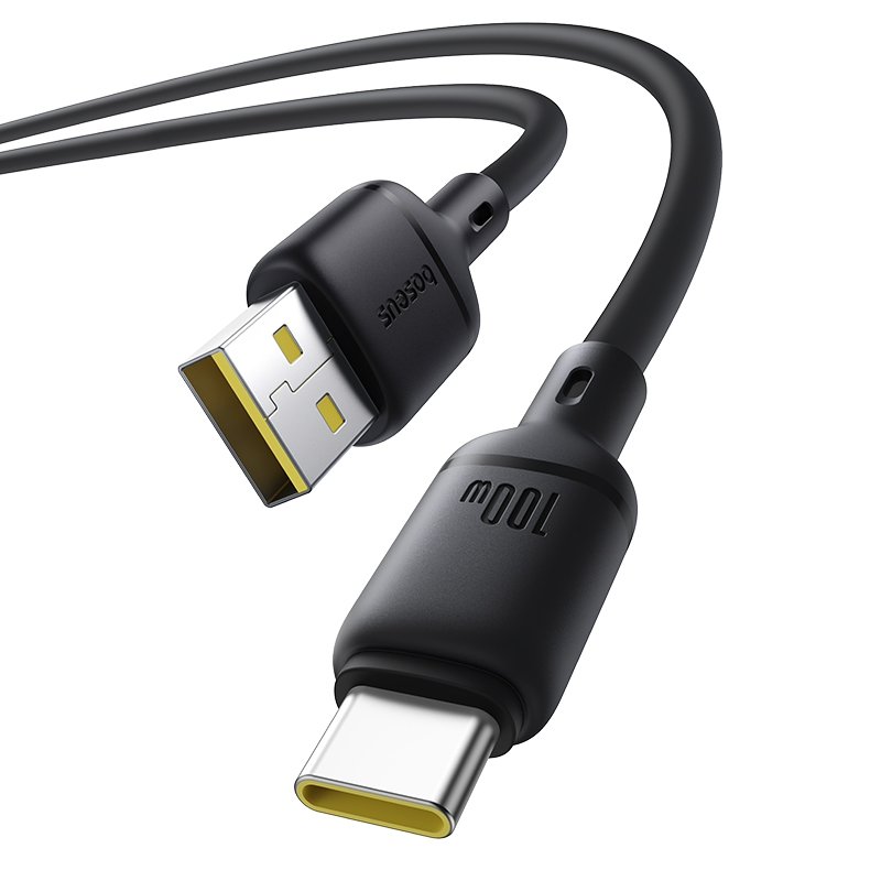 Кабел за данни и зареждане USB-A - USB-C Baseus Silky, 100W, 1m, Черен P10377703113-00