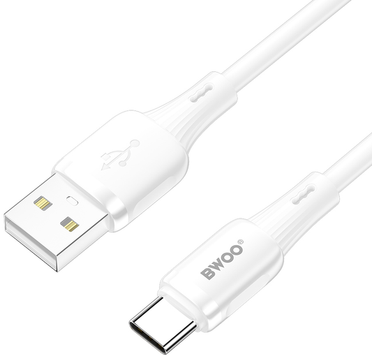 Кабел за данни и зареждане USB-A - USB-C BWOO X329C, 18W, 1м, бял