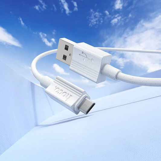 Кабел за данни и зареждане USB-A - microUSB HOCO X107, 18W, 1м, бял