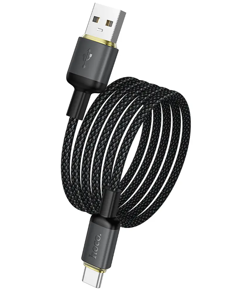 Кабел за данни и зареждане USB-A - USB-C HOCO X128 Benefit, 36W, 1м, Черен