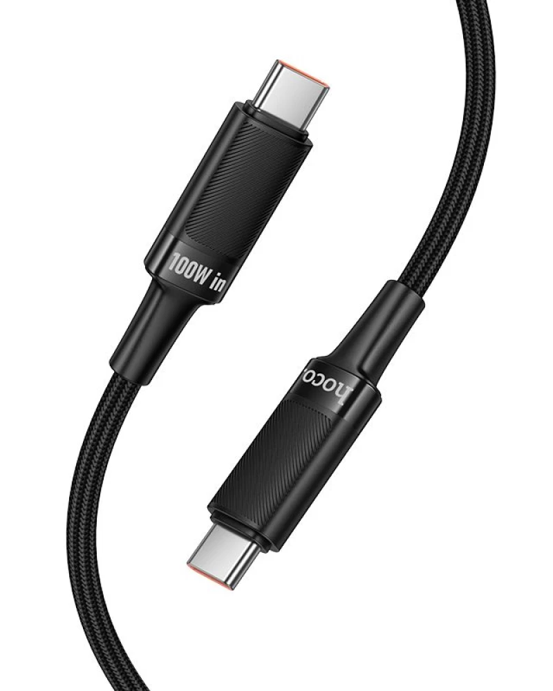 Кабел за данни и зареждане USB-C - USB-C HOCO U153 Extreme, 100W, 1.2м, Черен
