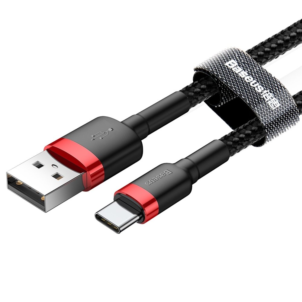 Кабел за пренос на данни и зареждане USB-A - USB-C Baseus Cafule, 18W, 2 m, черен CATKLF-C91