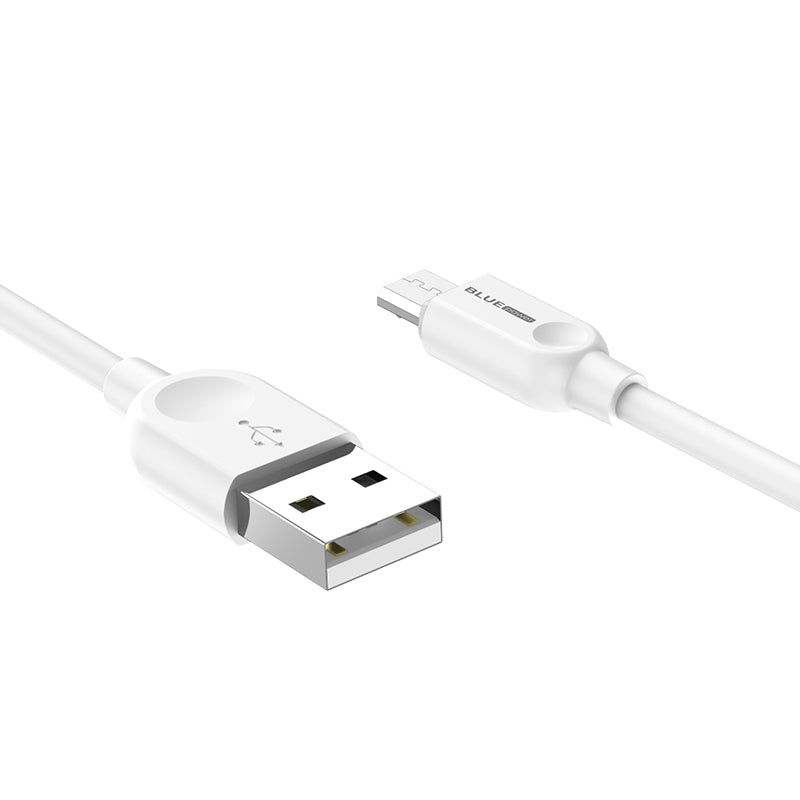 Кабел за данни и зареждане USB-A - microUSB BLUE Power BM2BX14 LinkJet, 18W, 2м, бял