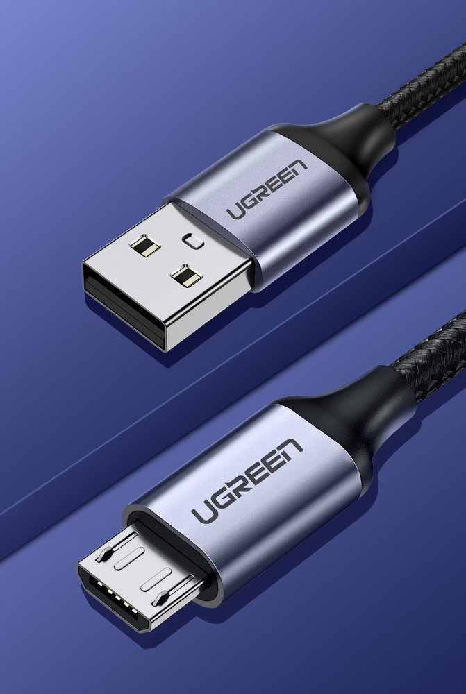 Кабел за данни и зареждане USB-A - microUSB UGREEN US290, 18W, 1.5m, Черен