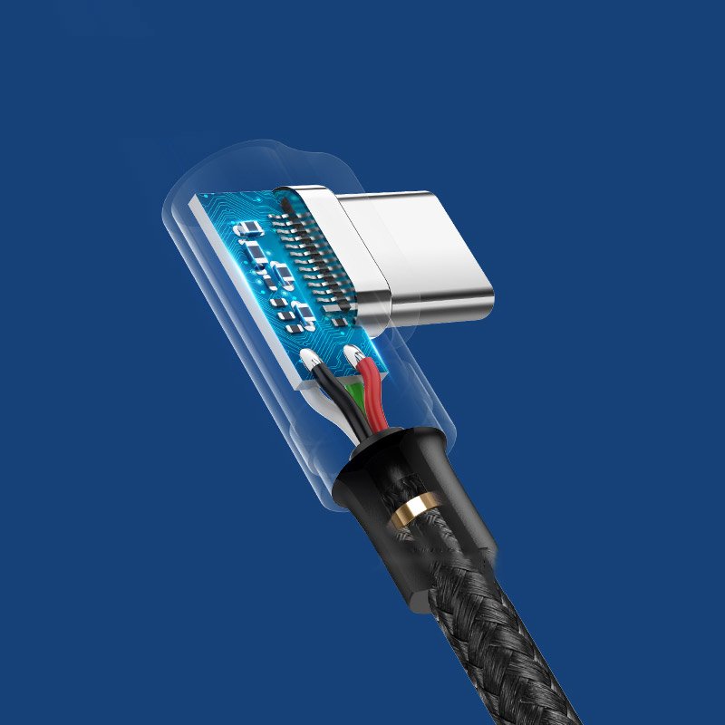 Кабел за данни и зареждане USB-A - USB-C UGREEN US176 Angled, 18W, 2m, Черен