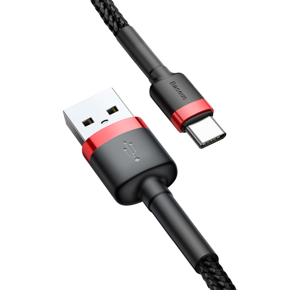 Кабел за данни и зареждане USB-A - USB-C Baseus Cafule, 60W, 0.5m, Червен CATKLF-A91