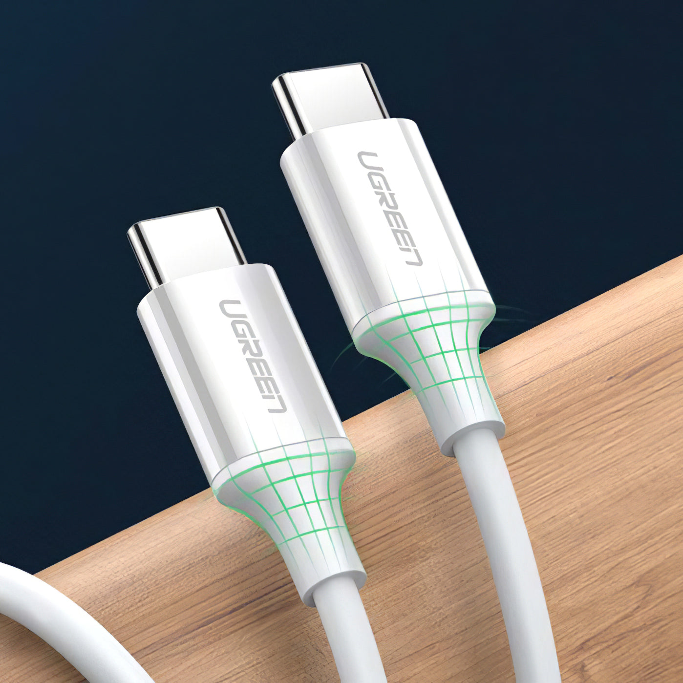 USB-C кабел за данни и зареждане - USB-C UGREEN US264, 60W, 1 м, бял