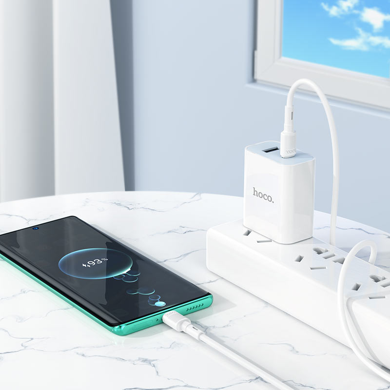 Кабел за данни и зареждане USB-C - USB-C HOCO X83 Victory, 60W, 1m, Бял